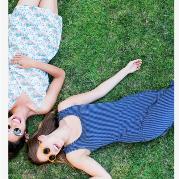Striped Blue Sleeveless Dress - Picture 6 of 12